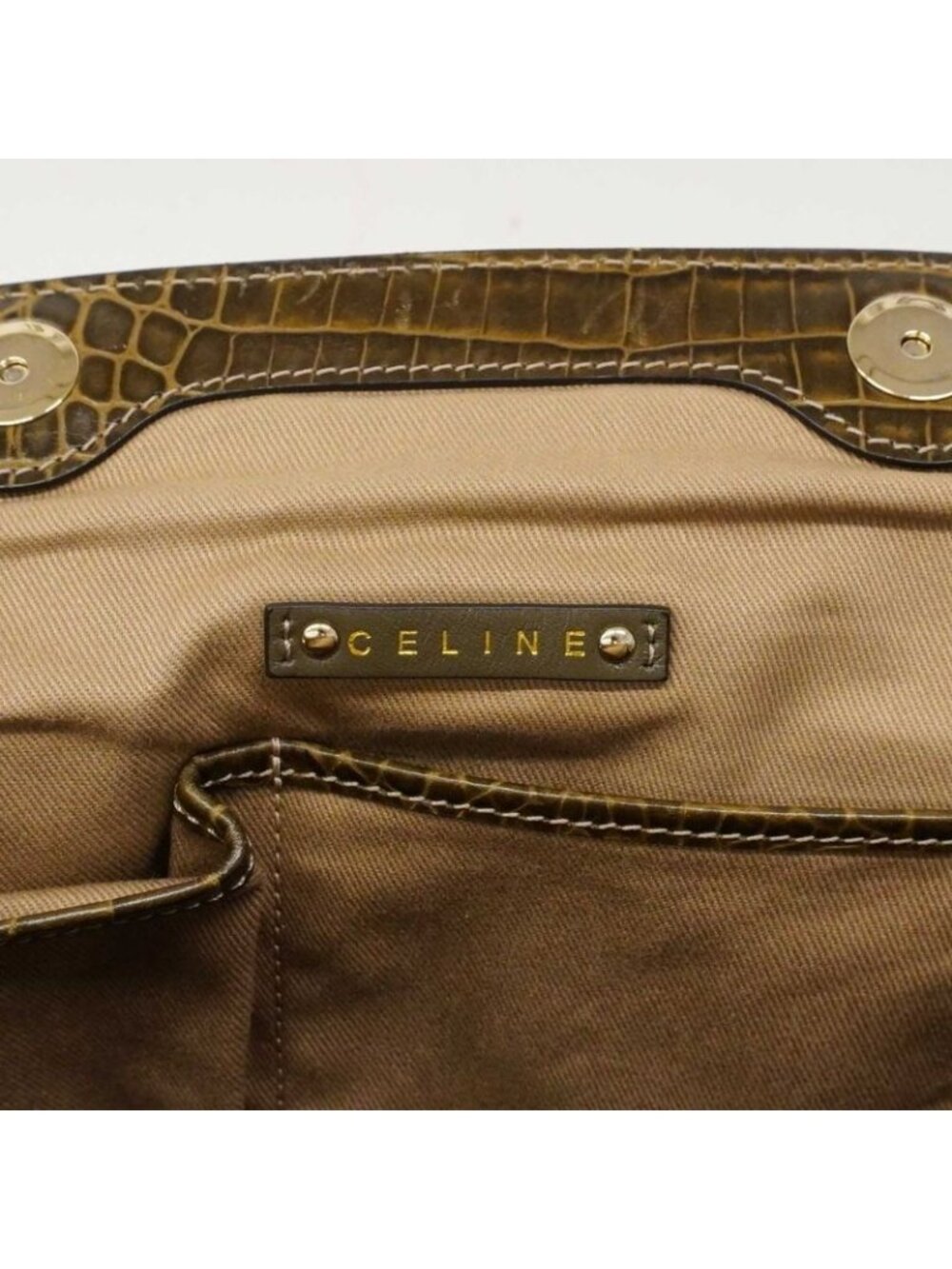 Celine Handbag Macadam Nylon Canvas Beige Champagne Gold - Picture 5 of 10